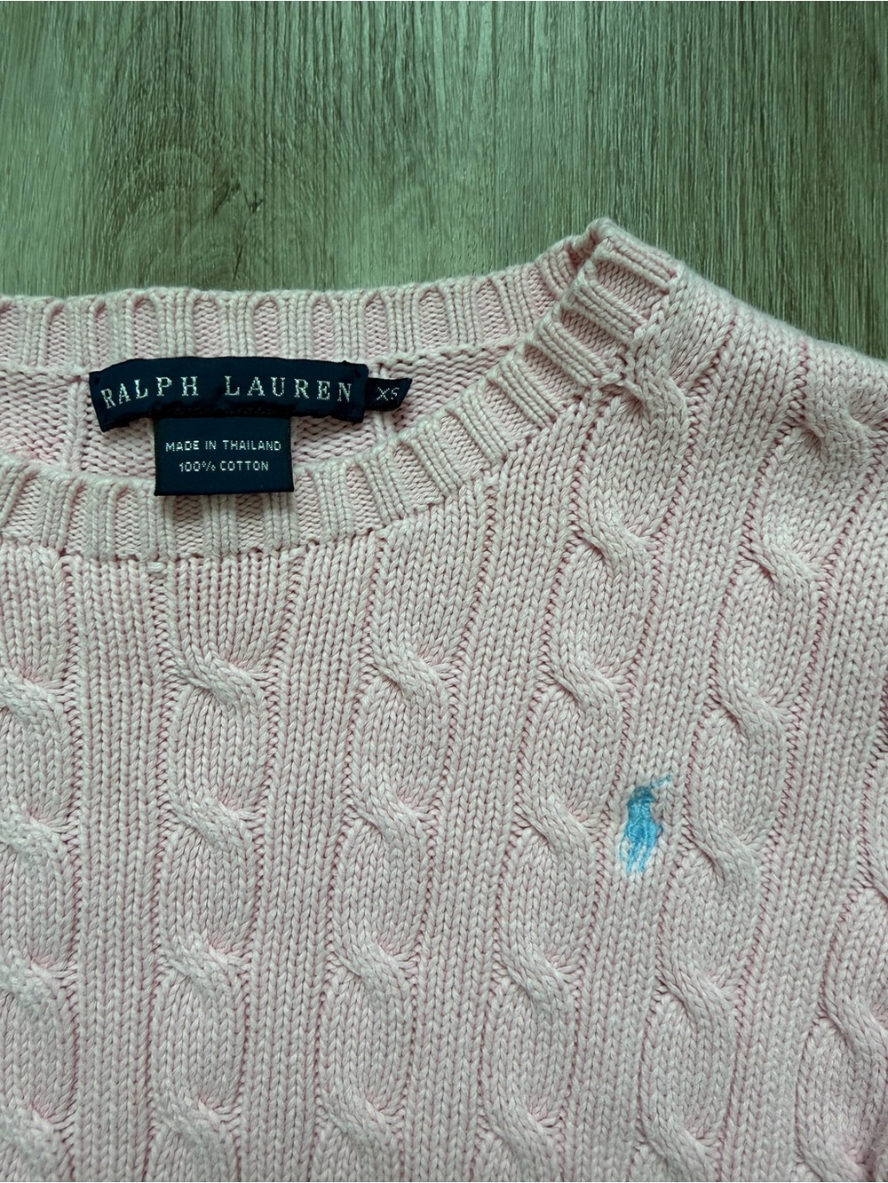 Ralph Lauren Light Pink Cable-Knit Crewneck Sweater - Picture 3 of 4